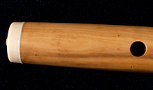 The headjoint of a Martin Doyle Baroque flutes made from Boxwood.