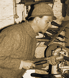 Martin Doyle working at the lathe.
