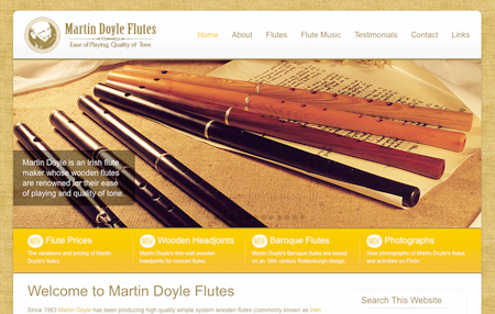 The new-look website for Martin Doyle Flutes.